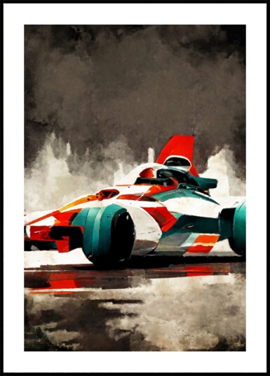 Vibrant Race Car Action Plakat / 50x70
