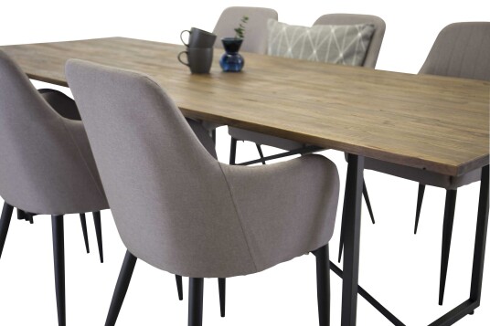 Venture Design Padang & Comfort spisegruppe Natur/grå 6 st stoler & bord 250 x 100 cm