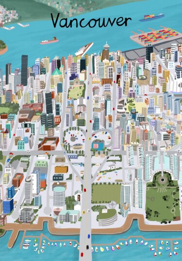 Vibrant Vancouver City Plakat / 21x30
