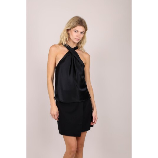 Angel Top Black M Satin twisted neck top Angel Top Black M Satin twisted neck top