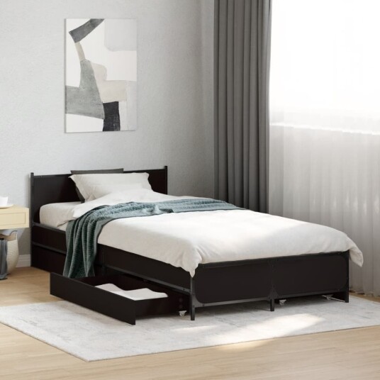  Sengeramme med skuffer svart 75x190 cm konstruert tre 8721102611629