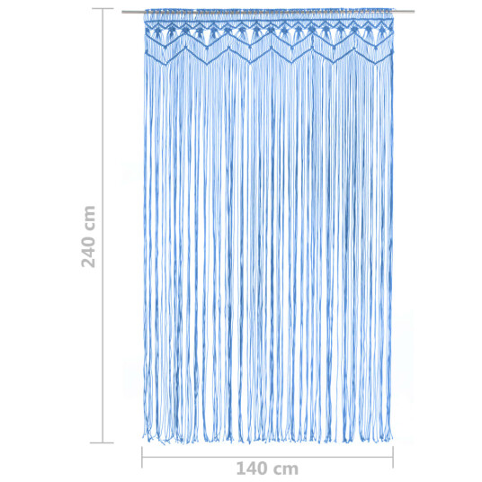 vidaXL Makramé gardin blå 140x240 cm bomull