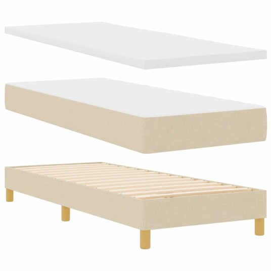 Box Spring Seng med Madrass Krem 80x200 cm Stoff
