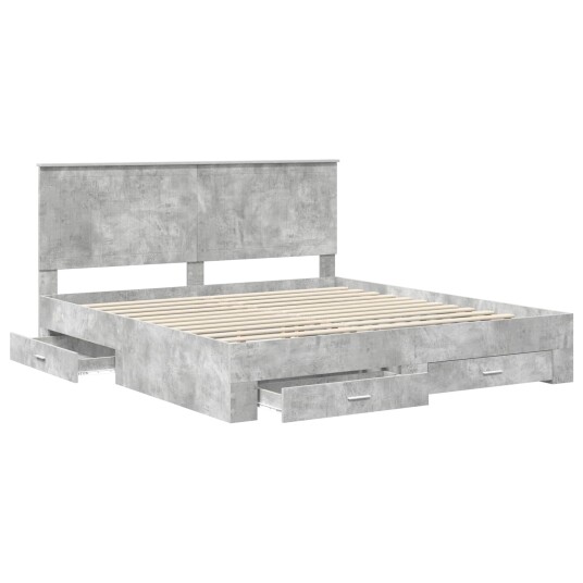  Sengestamme med skuff Betonggrå 180 x 200 cm Konstruert tre