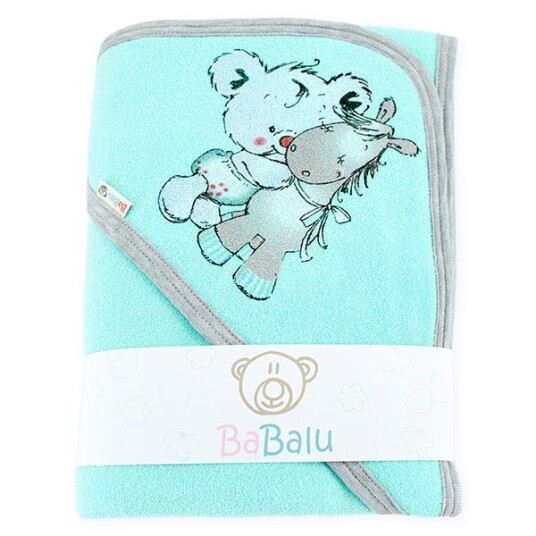 Badehåndkle for barn med navn Esel og bamse Turkis Badehåndkle for barn med navn Esel og bamse Turkis