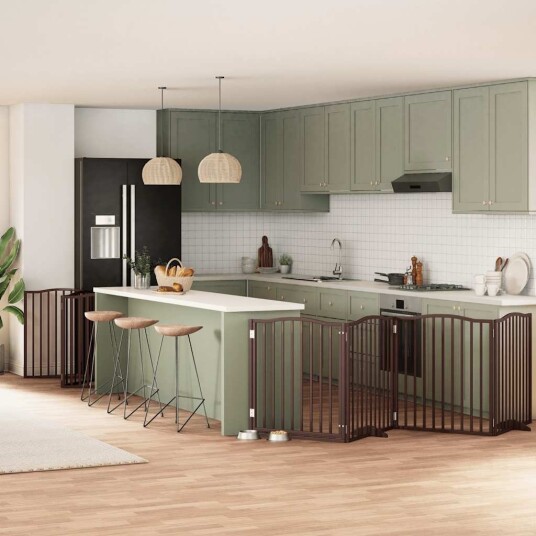 Vidaxl Hundeport Sammenleggbar 12 Paneler Brun 960 cm Poppeltre