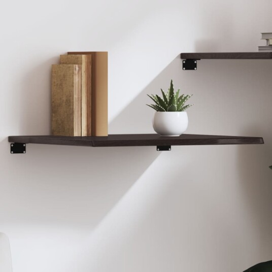 vidaXL Vegghylle m?rkegr? 60x50x2 cm behandlet heltre eik