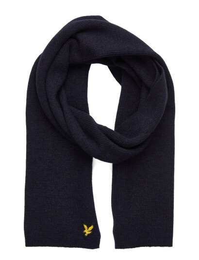 Lyle & Scott Lambswool Ribbed Scarf - Navy - ONE SIZE