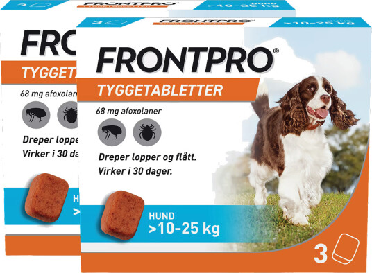 Frontpro 68 Mg Tyggetabletter Til Hund 2 X 3 Stk. Frontpro 68 Mg Tyggetabletter Til Hund 2 X 3 Stk.