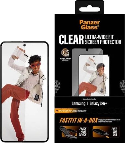 PanzerGlass Screen Protector Samsung Galaxy S26+ | Ultra-Wide Fit w. FASTFIT IN-A-BOX PanzerGlass Screen Protector Samsung Galaxy S26+ | Ultra-Wide Fit w. FASTFIT IN-A-BOX