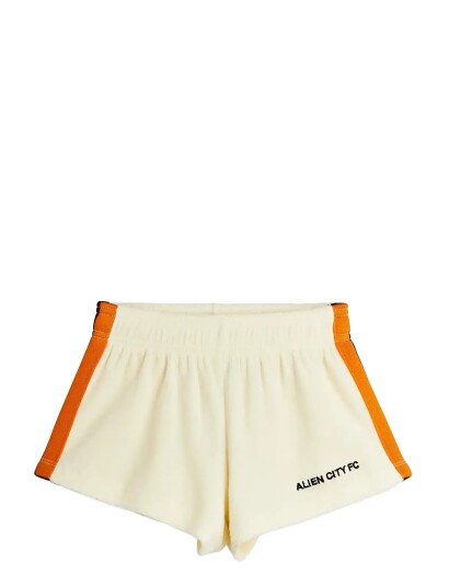 Mini Rodini Alien City Fc Emb Terry Sweatshorts White 116/122