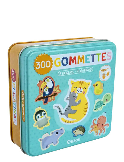 Auzou Stickers In Metallic Box - Baby Animals - Multi/patterned - ONE SIZE