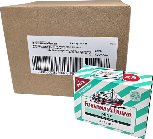 48 stk Fisherman"s Friend Original med Smak av Mint Hel Eske 1,2 kg 48 stk Fisherman"s Friend Original med Smak av Mint Hel Eske 1,2 kg