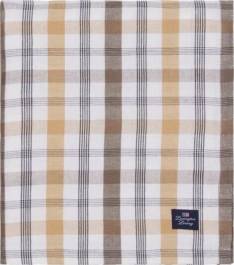 Lexington   Rutete lin/bomulls duk 180x180 cm oliven/hvit/beige