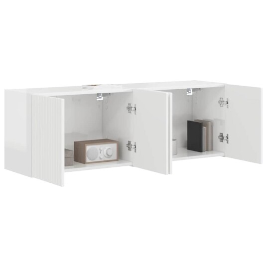  TV Veggskap Veggmontert 2 pcs Høyglanset hvit 59,5 x 31 x 40 cm