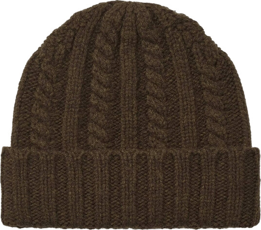 Upfront Cable Beanie   Khaki green   ONE SIZE