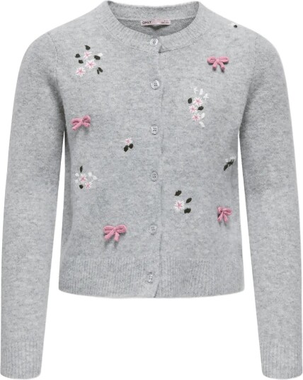 Kids Only Kogdora Detail Ls O Neck Cardigan Knt   LIGHT GREY MELANGE   158 164