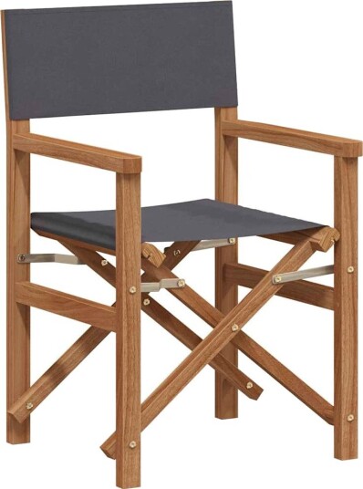 vidaXL Faltende Direktørstol Grå 56 x 54 x 87 cm Massivt Teaktre vidaXL Faltende Direktørstol Grå 56 x 54 x 87 cm Massivt Teaktre