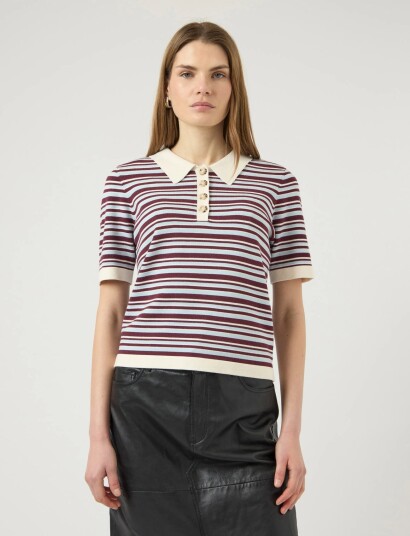 YAS Yasbelle Ss Polo Knit Pullover D2D Cream XL