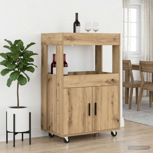 vidaXL Barvogn Artisan eik 60 x 39.5 x 89 cm Konstruert tre