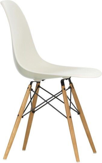 Vitra - Eames Plastic Chair Dsw 11 Pebble Ash Honey Tone Spisestoler Charles & Ray Hvit Metall/tre/plast