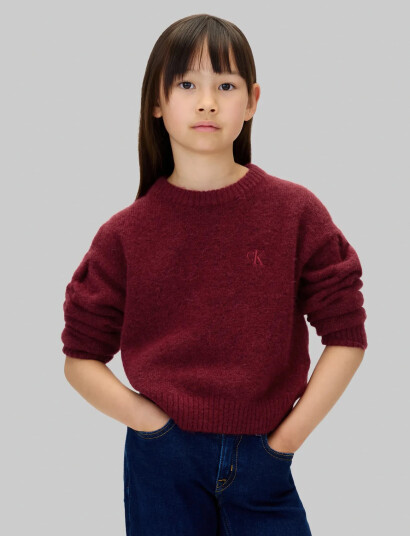 Calvin Klein Box Pleat Fluffy Sweater Burgundy 104