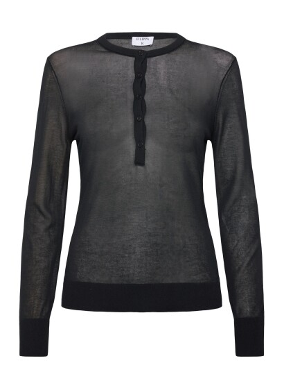 Filippa K Sheer Knit Henley Black M