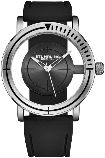 Stührling Original Herreklokke 3915.2 Classic Sort/Gummi Ø40 mm Stührling Original Herreklokke 3915.2 Classic Sort/Gummi Ø40 mm