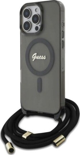 Guess Crossbody Cord Script MagSafe Deksel til iPhone 16 Pro Max - Svart