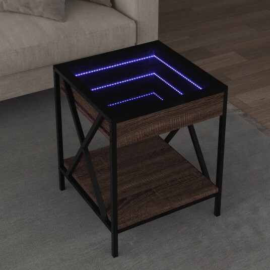  Salongbord med Infinity LED brun eik 40x40x49 cm 847696