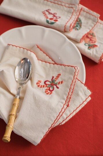 Ellos Home Serviett Gloria 4 pakning Beige