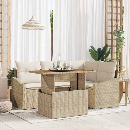 Hage Spisegruppe med pute Beige og krem 100 x 55 x 73 cm