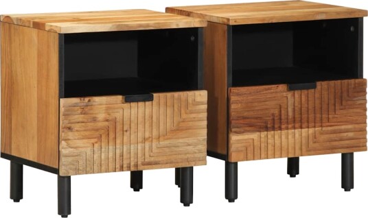 vidaXL Nattbord 2 stk 40x33x46 cm heltre akasie
