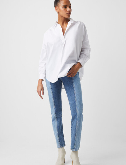 French Connection Rhodes L/S Popover - White - M French Connection Rhodes L/S Popover - White - M