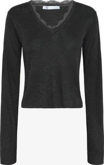 Mango Teen V Neck Jumper With Lace Trim GREY M