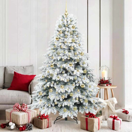 Kunstig juletre med 300 LED med stativ grønn 180 cm PE og PVC