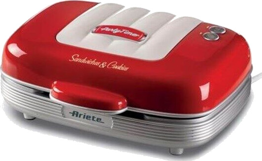 Ariete 1950 Edition 3-i-1 Brødrister med Avtagbare Plater 700W Rød