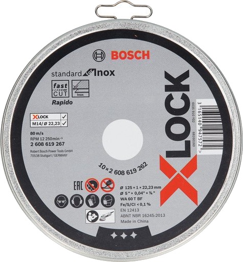Bosch X-LOCK 125mm Kappeskive for Inox, 1mm Tykkelse