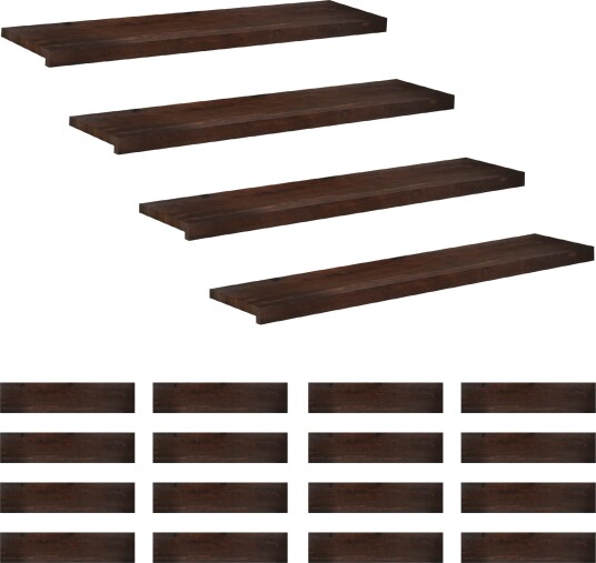 vidaXL Trappetrinn 20 stk. 110 x 30 x 2 cm Mørk brun Massiv bøketre