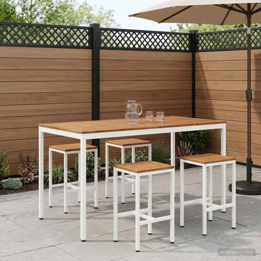 vidaXL Hagebarbord Naturlig og Hvit 196 x 100,5 x 105 cm