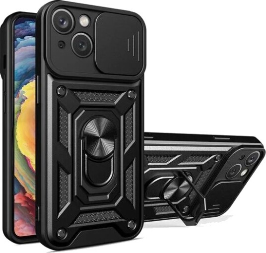 Hurtel Hybrid Armor Camshield Case for Huawei nova Y90 Armored Case with Camera Cover Black
