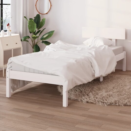 vidaXL Sengeramme hvit heltre furu 75x190 cm UK Small Single vidaXL Sengeramme hvit heltre furu 75x190 cm UK Small Single
