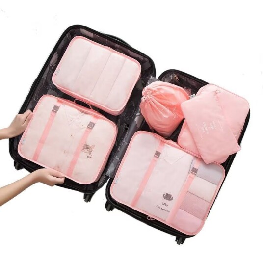 Sett med organiseringsposer, 6 deler - Rosa
