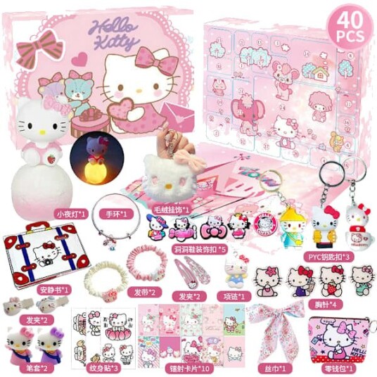 2025 Adventskalender Sanrio HelloKitty Kalender Blindboks 24 dager Jule nedtellingsgave Adventskalender Overraskelsesgave til barn HelloKitty