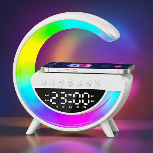 G formet RGBIC lampe Trådløs lader 24x23cm Hvit Bluetooth 5V USB
