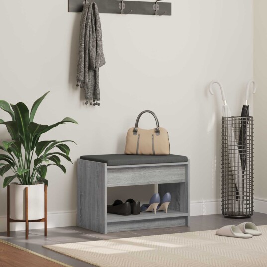 vidaXL Gangbenk Grå Sonoma 63 x 38 x 45 cm Konstruert treverk og stoff