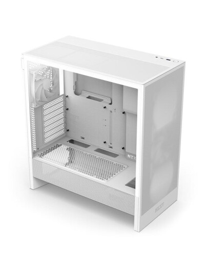 NZXT H5 Flow Mid Tower Kabinett med Herdet Glass - Hvit