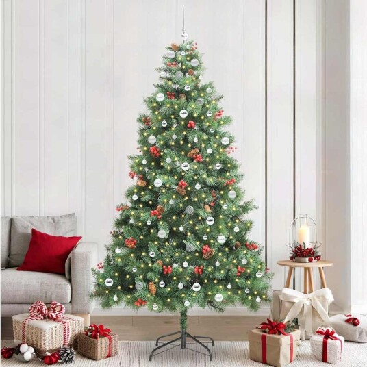  Kunstig juletre med LED  stripelys grønn 240 cm PVC og metall