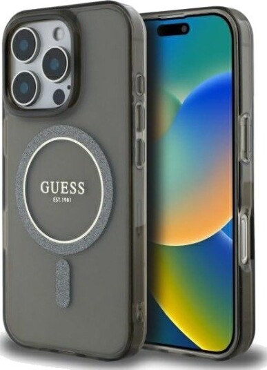 Guess IML Glitter Circle MagSafe Mobildeksel for iPhone 16 Pro - Svart Guess IML Glitter Circle MagSafe Mobildeksel for iPhone 16 Pro - Svart