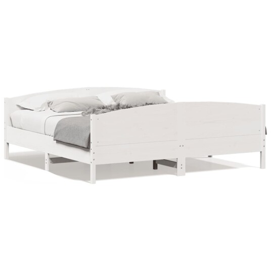 Sengeramme med hodegavl hvit 200x200 cm heltre furu 8721012430051 Sengeramme med hodegavl hvit 200x200 cm heltre furu 8721012430051